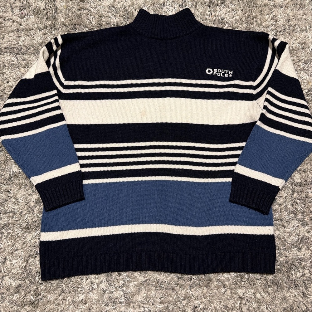 South Pole Men's Turtleneck Sweater - Navy, White, and Blue